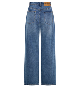 One Teaspoon Baxters Mid Waist Wide Leg Denim Jeans - Blue Love