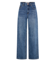 One Teaspoon Baxters Mid Waist Wide Leg Denim Jeans - Blue Love