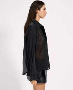 One Teaspoon Sheer Tuxedo Shirt - Black