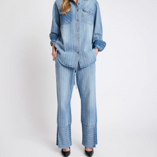 One Teaspoon- Roadhouse Wide Leg Drawstring Jeans / Blue Stripe