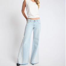 One Teaspoon-Johnnies Low Waist Wide Leg Flared Denim Jeans