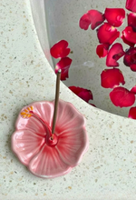 In Time Incense Hibiscus Ceramic Incense Holder - Sunset Red