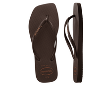 Havaiana Slim Square Toe Logo Thong Brown