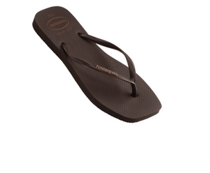 Havaiana Slim Square Toe Logo Thong Brown