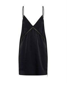 One Teaspoon Courtney Zipped Up Satin Slip Mini Dress - Black