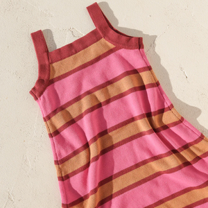 Small Swim Club Pink and Plum Stripe Knit Dress