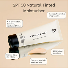 Avocado Zinc SPF 50 Natural Tinted Moisturiser - Light-Medium