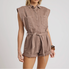 One Teaspoon- ESPRESSO BROWN BANDIT AVIATOR MINI DENIM JUMPSUIT