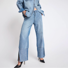 One Teaspoon- Roadhouse Wide Leg Drawstring Jeans / Blue Stripe