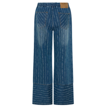 One Teaspoon- Roadhouse Wide Leg Drawstring Jeans / Blue Stripe