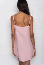 Sammi Shirred Detail Mini Slip Dress in Primrose Pink Linen
