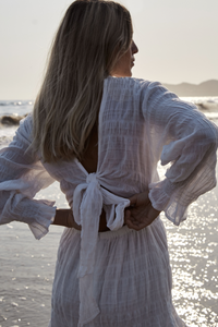 Aslyn Dress in White Textured Cotton
