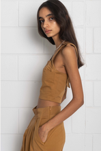 Kyra Top in Bronze Stretch Cotton Poplin