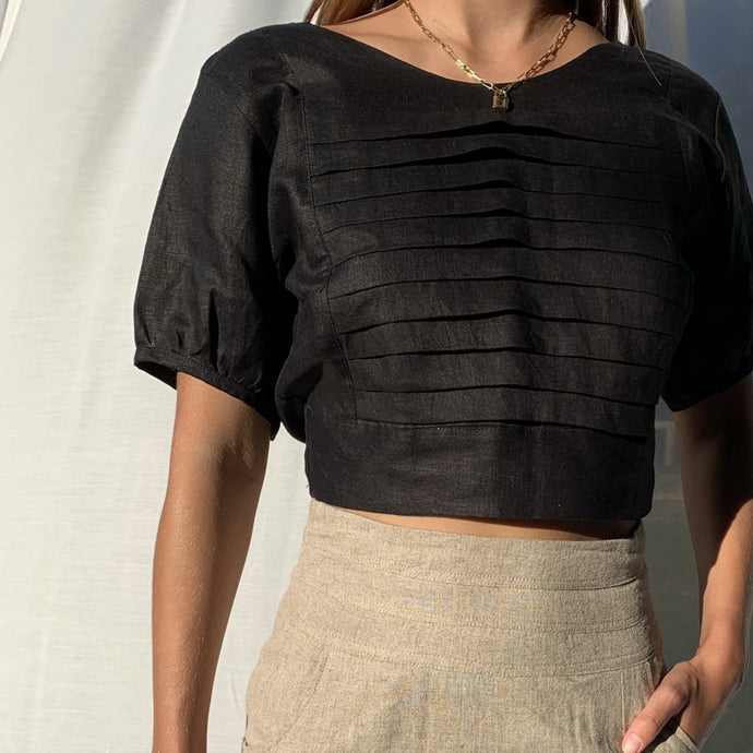 Carmel Top in Black Cotton