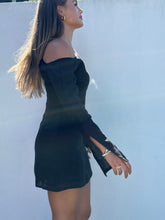 Amber Mini Dress in Black Linen