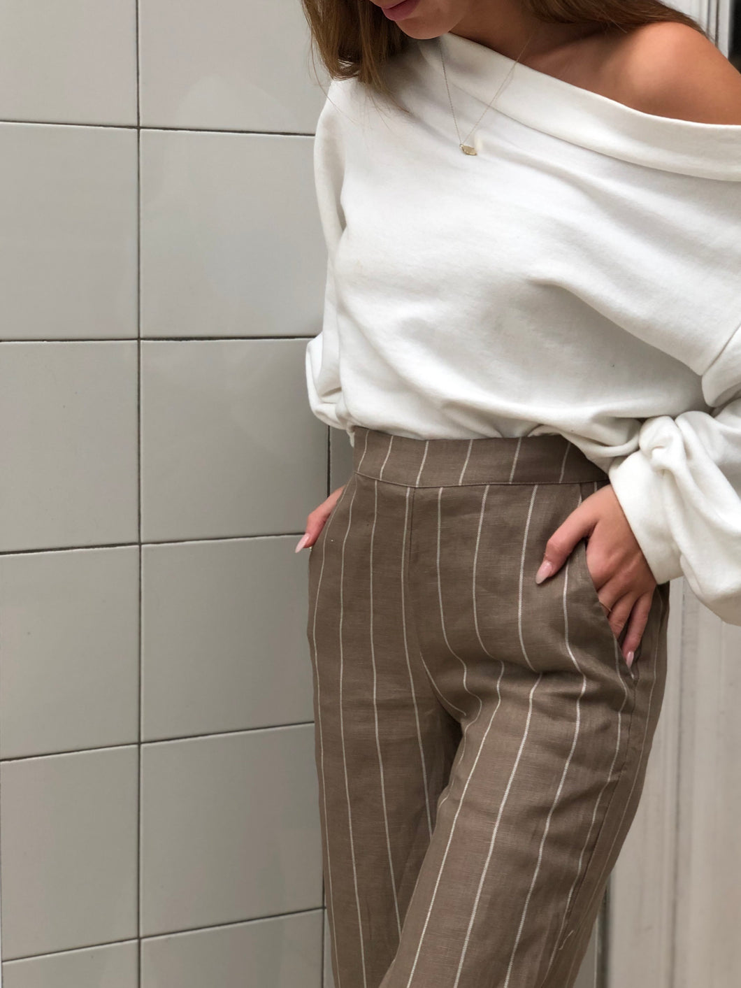 Hazel Pants in Mocha Stripe