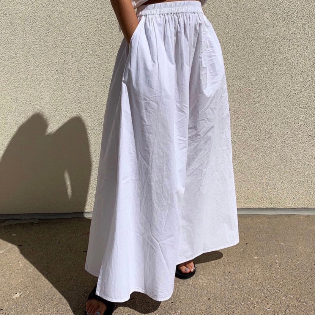 White Maxi Skirt in poplin
