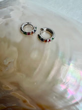Lostris Sterling Silver Hoops with Rainbow Jewels