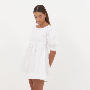 Zoey Mini Dress in White Poplin